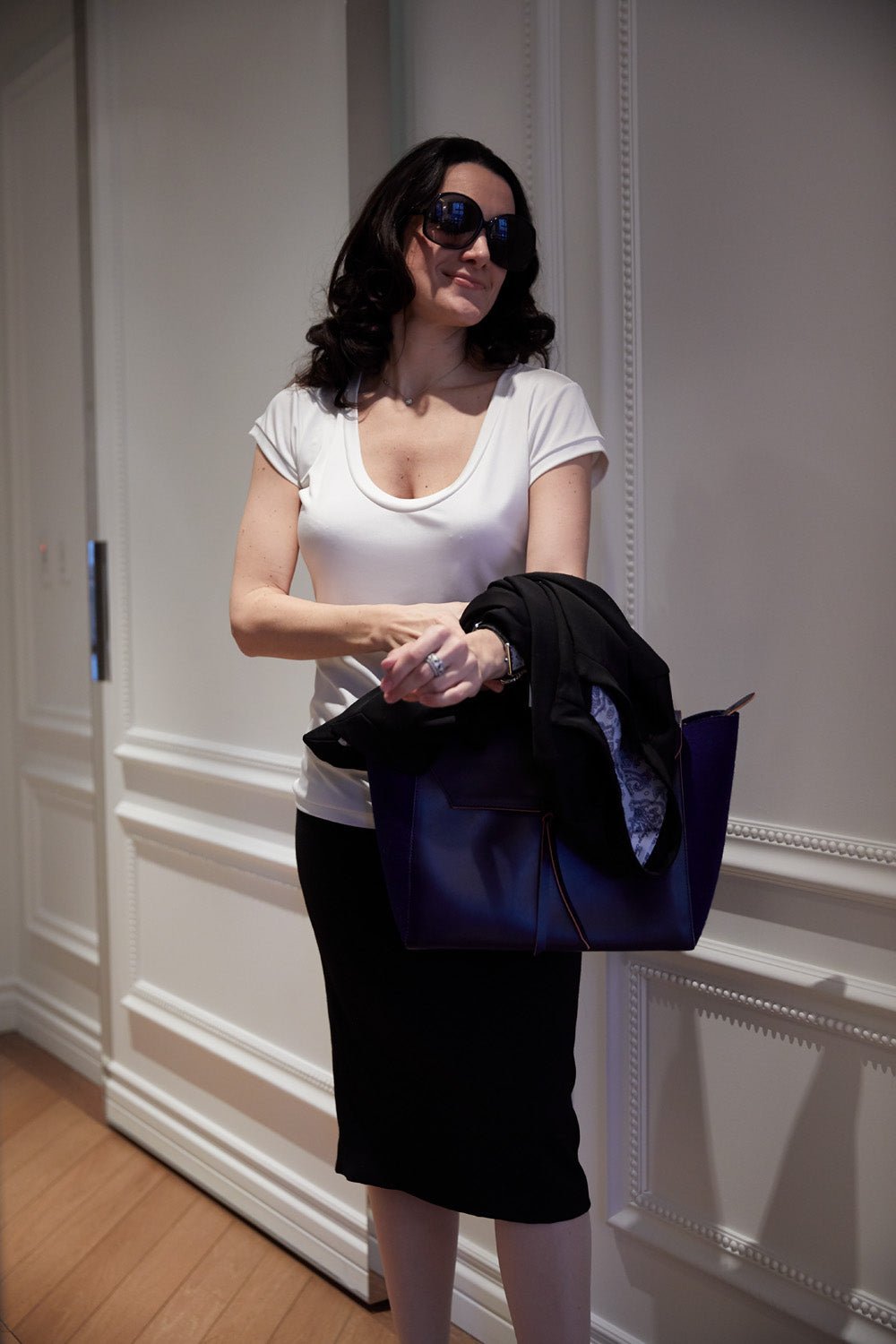 Luxe Finish Seam Silk Jersey T Shirt Scopneck — The Marilyn - Senza Tempo Fashion