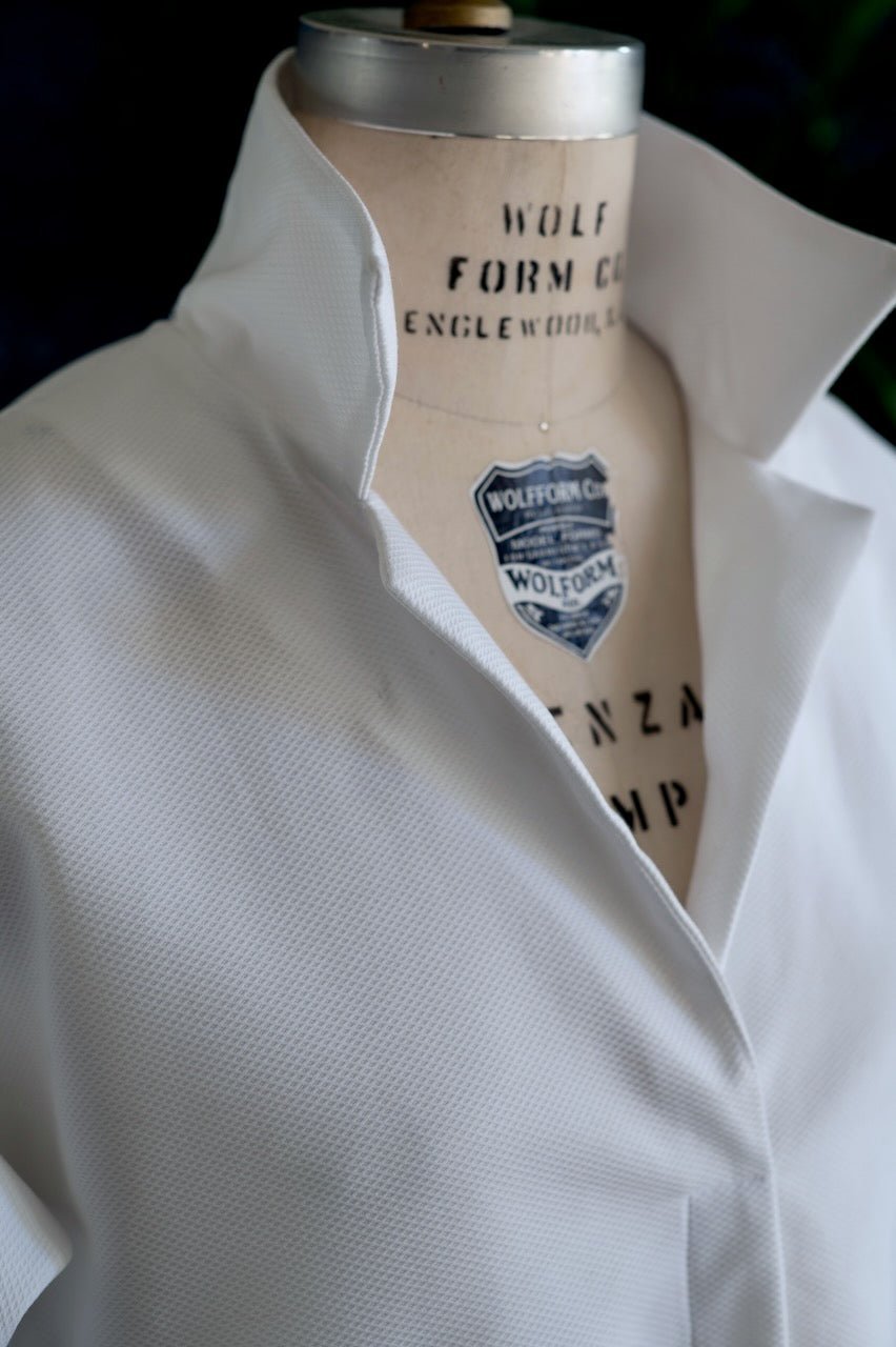 Luxe White Cotton Tunic Top with Collar — The Maggie - Senza Tempo Fashion