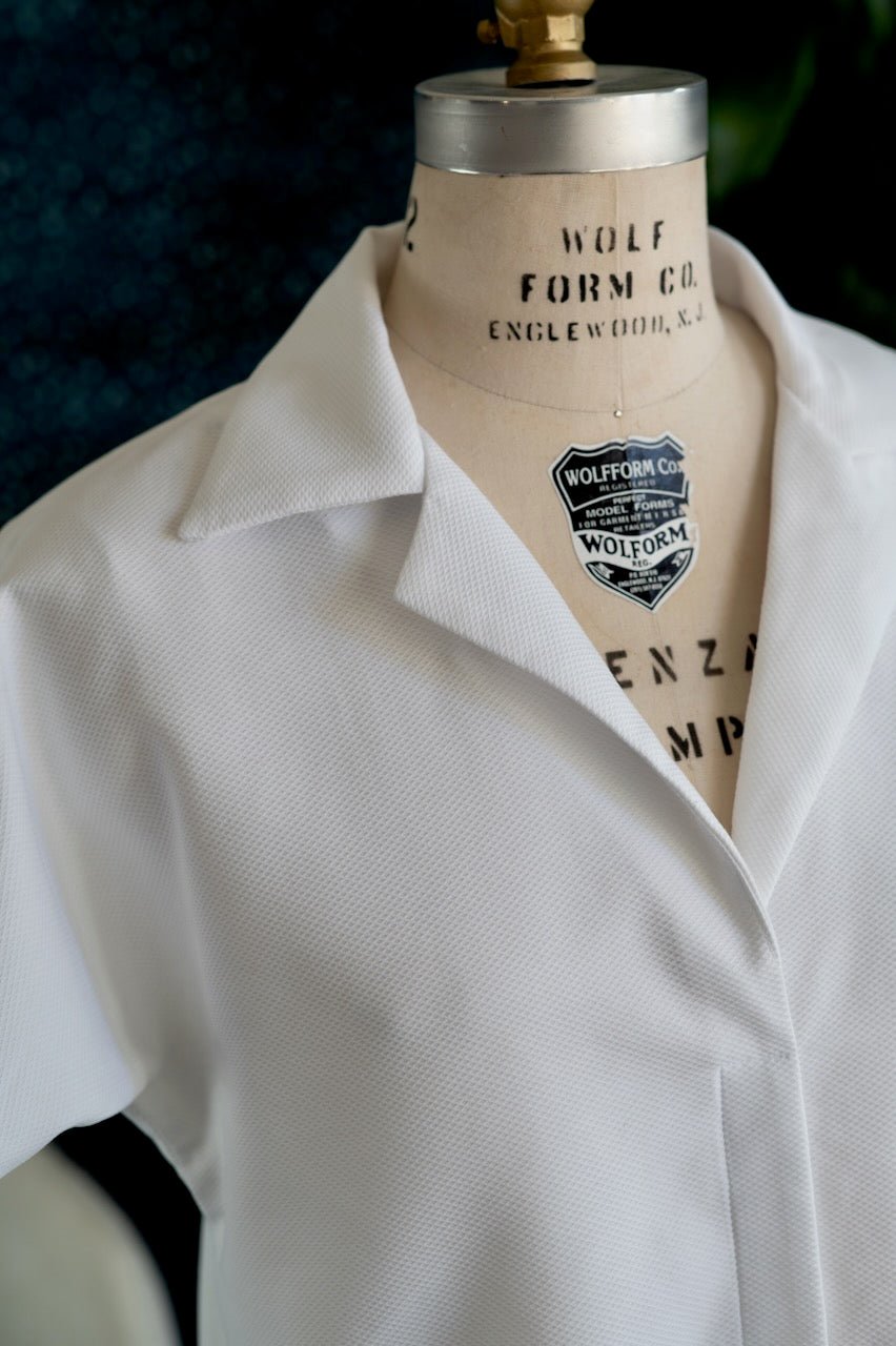 Luxe White Cotton Tunic Top with Collar — The Maggie - Senza Tempo Fashion