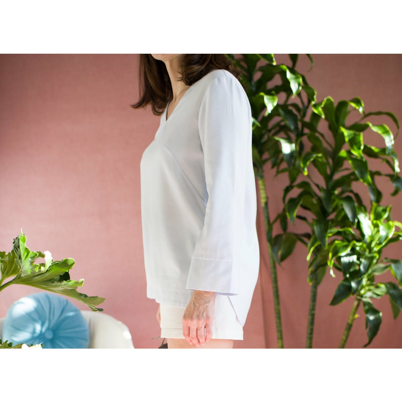 Woven Cotton V-neck Tunic — The Suzy - Senza Tempo Fashion