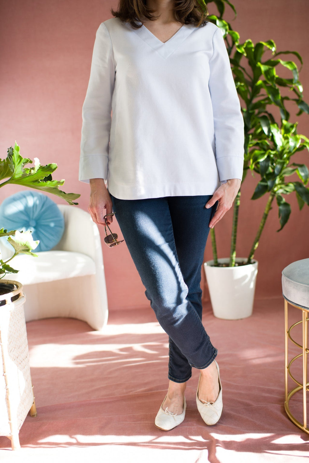 Woven Cotton V-neck Tunic — The Suzy - Senza Tempo Fashion