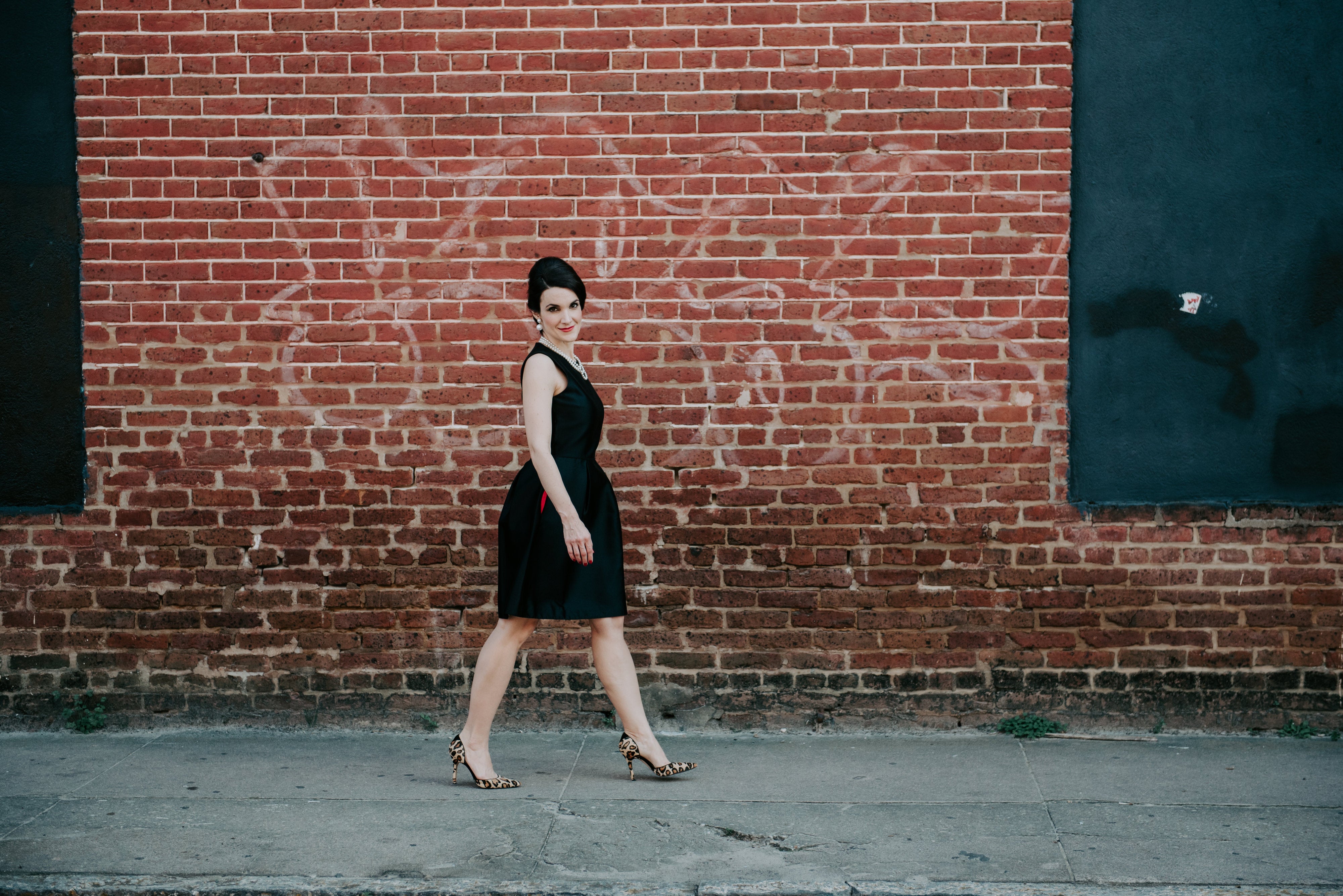 50s style black fit and flare dress 