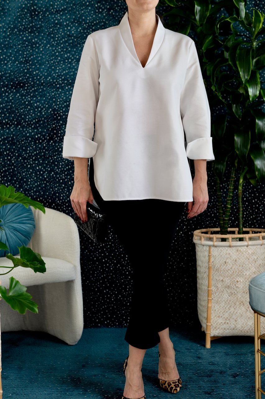 Luxe White Cotton Tunic Top — The Debra - Senza Tempo Fashion