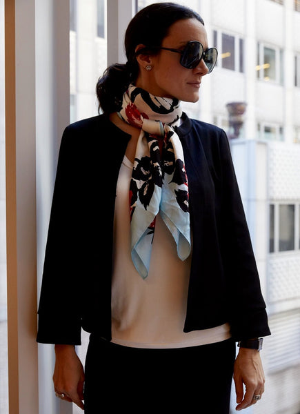 【eL×ONE】Flower Large Scarf Lewis Pink Multi Floral Silk Scarf – Halsbrook
